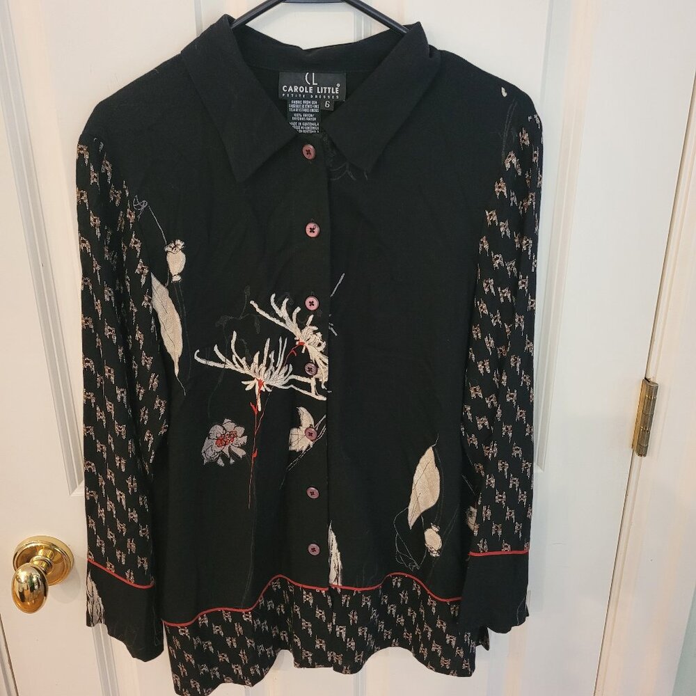 Vintage - Carole LIttle Button Down Linen Blouse - size 6